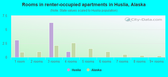 Rooms in renter-occupied apartments in Huslia, Alaska