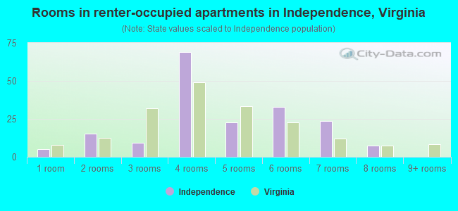 Rooms in renter-occupied apartments in Independence, Virginia