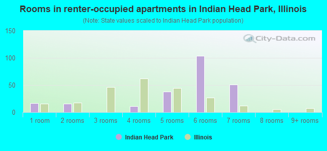 Rooms in renter-occupied apartments in Indian Head Park, Illinois