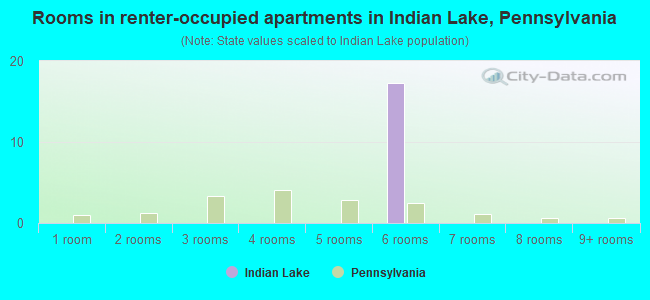 Rooms in renter-occupied apartments in Indian Lake, Pennsylvania
