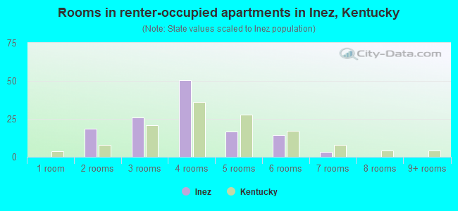 Rooms in renter-occupied apartments in Inez, Kentucky