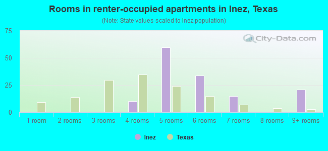 Rooms in renter-occupied apartments in Inez, Texas
