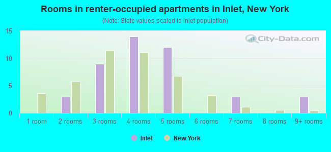 Rooms in renter-occupied apartments in Inlet, New York