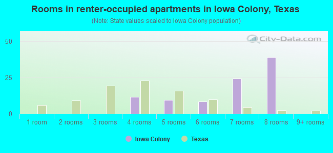 Rooms in renter-occupied apartments in Iowa Colony, Texas