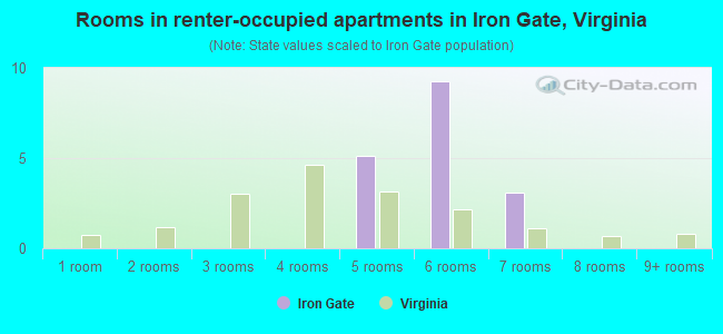 Rooms in renter-occupied apartments in Iron Gate, Virginia