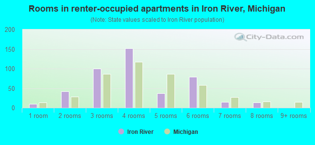 Rooms in renter-occupied apartments in Iron River, Michigan
