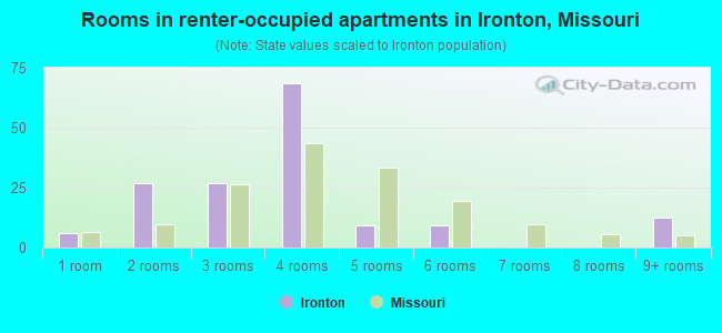 Rooms in renter-occupied apartments in Ironton, Missouri