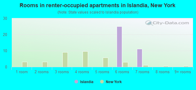 Rooms in renter-occupied apartments in Islandia, New York