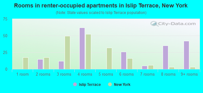 Rooms in renter-occupied apartments in Islip Terrace, New York