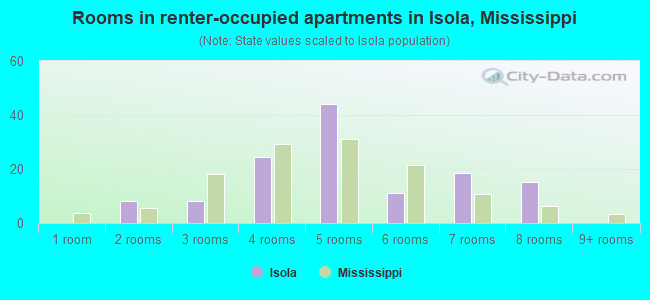 Rooms in renter-occupied apartments in Isola, Mississippi