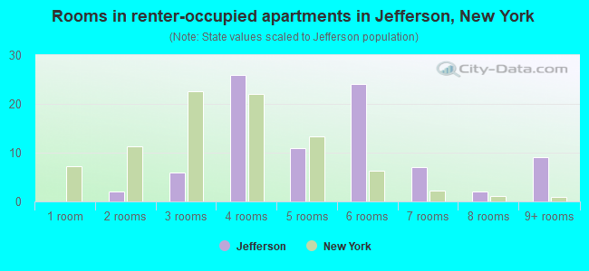 Rooms in renter-occupied apartments in Jefferson, New York
