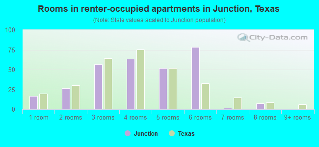 Rooms in renter-occupied apartments in Junction, Texas