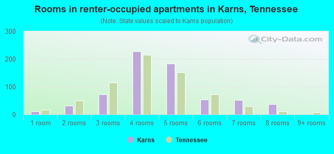 Rooms in renter-occupied apartments in Karns, Tennessee