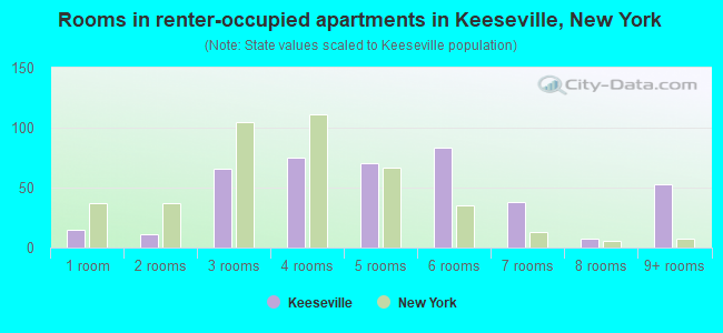 Rooms in renter-occupied apartments in Keeseville, New York