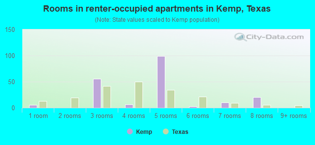 Rooms in renter-occupied apartments in Kemp, Texas