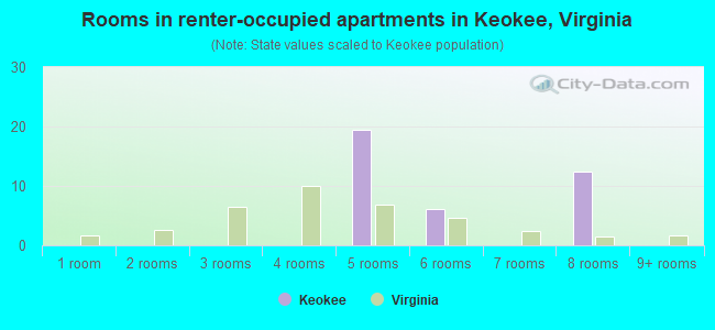 Rooms in renter-occupied apartments in Keokee, Virginia
