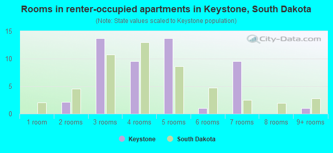 Rooms in renter-occupied apartments in Keystone, South Dakota