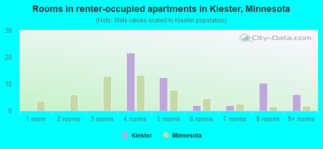 Rooms in renter-occupied apartments in Kiester, Minnesota