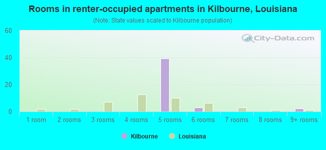 Rooms in renter-occupied apartments in Kilbourne, Louisiana