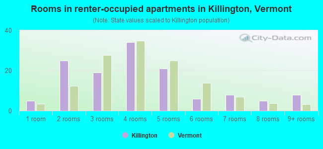 Rooms in renter-occupied apartments in Killington, Vermont
