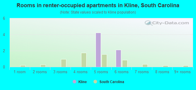 Rooms in renter-occupied apartments in Kline, South Carolina
