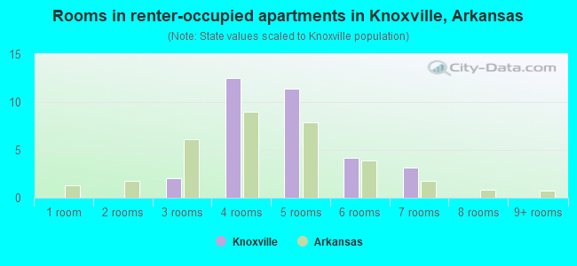 Rooms in renter-occupied apartments in Knoxville, Arkansas