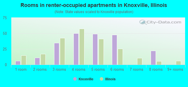 Rooms in renter-occupied apartments in Knoxville, Illinois