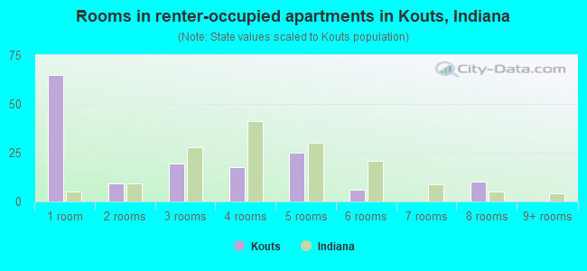 Rooms in renter-occupied apartments in Kouts, Indiana