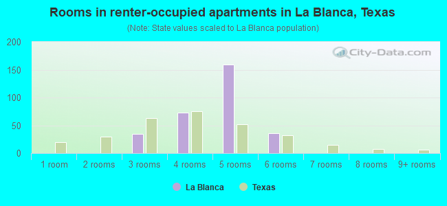 Rooms in renter-occupied apartments in La Blanca, Texas