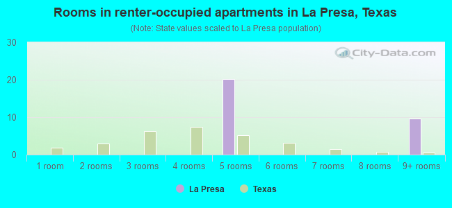 Rooms in renter-occupied apartments in La Presa, Texas