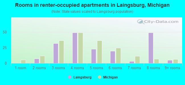 Rooms in renter-occupied apartments in Laingsburg, Michigan