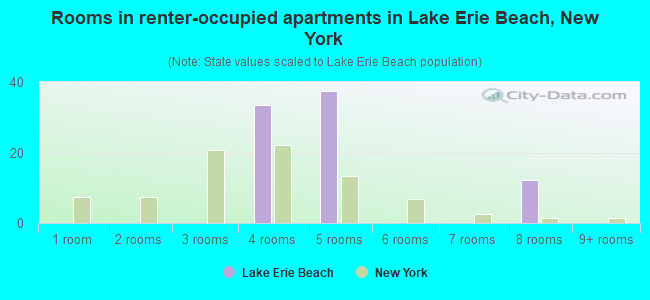 Rooms in renter-occupied apartments in Lake Erie Beach, New York