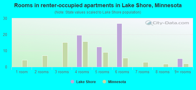 Rooms in renter-occupied apartments in Lake Shore, Minnesota