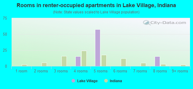 Rooms in renter-occupied apartments in Lake Village, Indiana