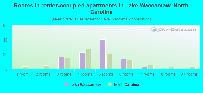 Rooms in renter-occupied apartments in Lake Waccamaw, North Carolina