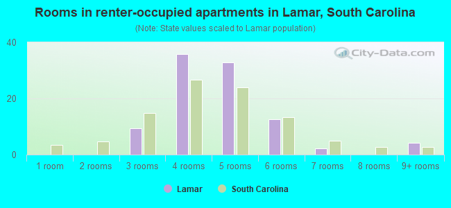 Rooms in renter-occupied apartments in Lamar, South Carolina