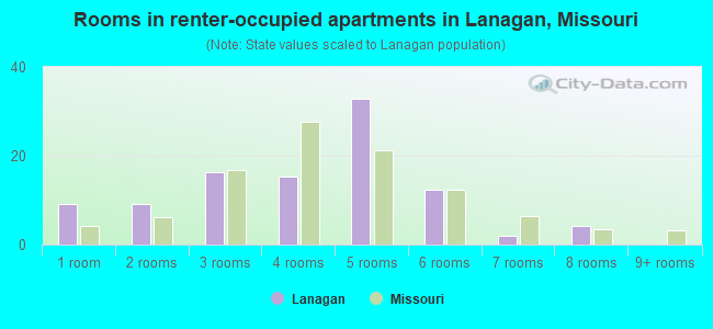 Rooms in renter-occupied apartments in Lanagan, Missouri