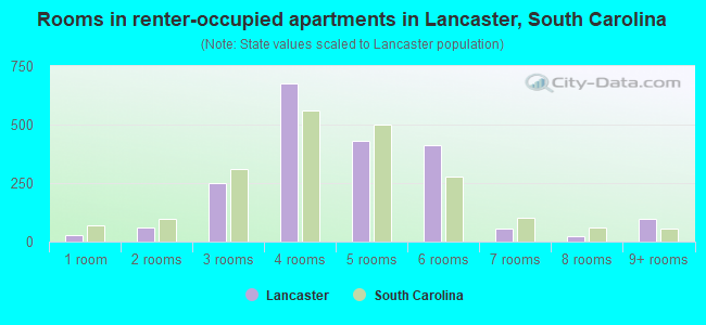 Rooms in renter-occupied apartments in Lancaster, South Carolina