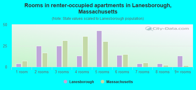 Rooms in renter-occupied apartments in Lanesborough, Massachusetts