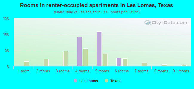 Rooms in renter-occupied apartments in Las Lomas, Texas