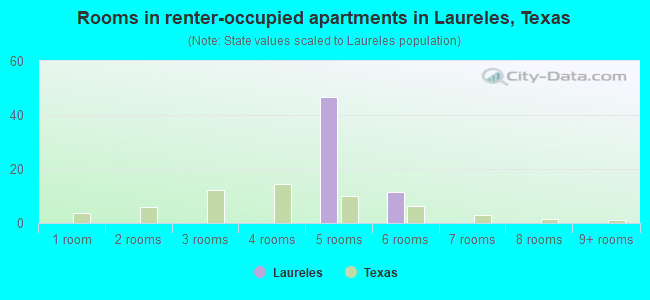 Rooms in renter-occupied apartments in Laureles, Texas