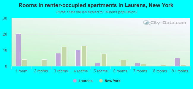 Rooms in renter-occupied apartments in Laurens, New York