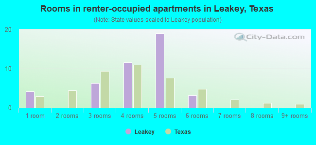 Rooms in renter-occupied apartments in Leakey, Texas