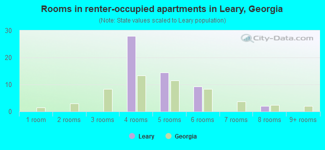 Rooms in renter-occupied apartments in Leary, Georgia