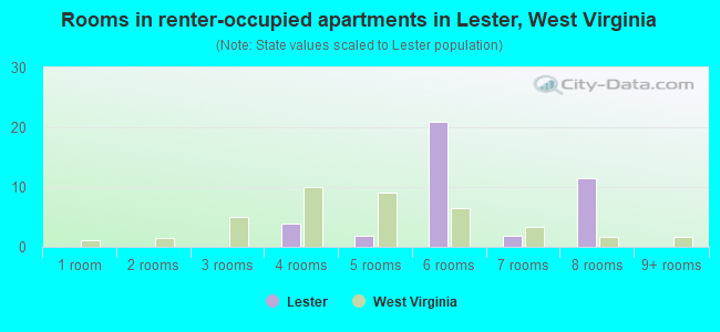 Rooms in renter-occupied apartments in Lester, West Virginia