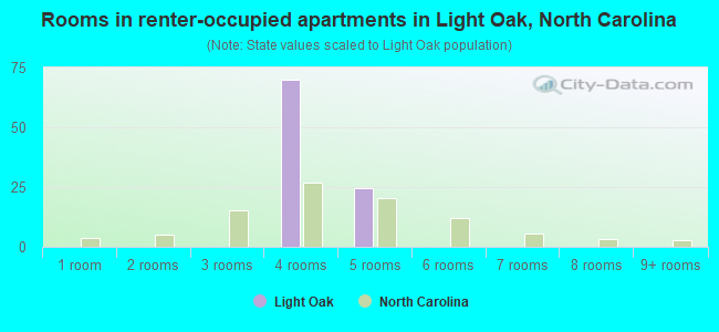 Rooms in renter-occupied apartments in Light Oak, North Carolina