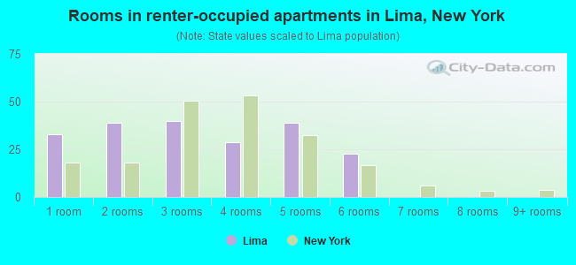 Rooms in renter-occupied apartments in Lima, New York