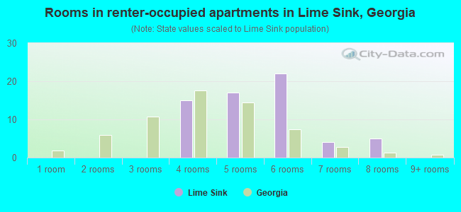 Rooms in renter-occupied apartments in Lime Sink, Georgia