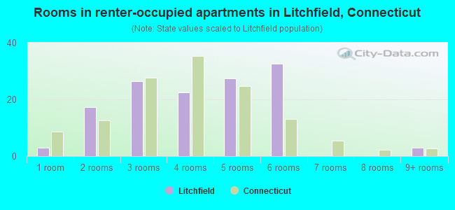 Rooms in renter-occupied apartments in Litchfield, Connecticut