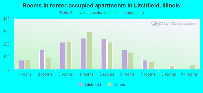 Rooms in renter-occupied apartments in Litchfield, Illinois